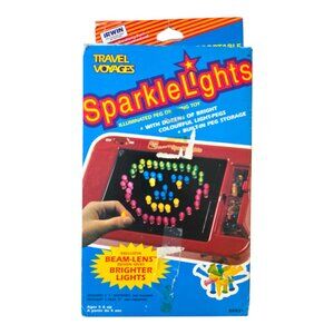 Vintage Sparkle Lights Up Illuminated Peg Drawing Toy Car Travel Battery Fun Kid
